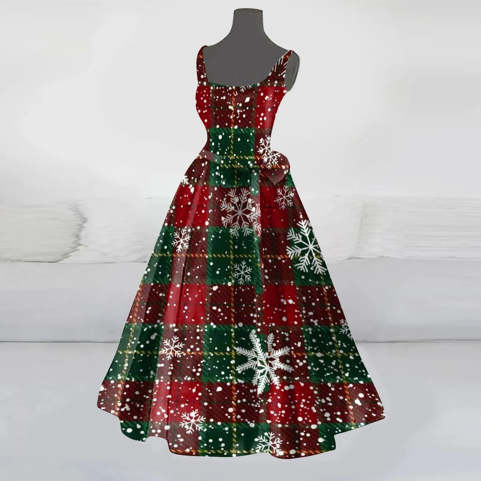 Langes Kleid mit Weihnachtsmann-Aufdruck, lässig, ärmellos, für Hochzeitsgäste, Cocktail, Urlaub, Sommer, elegantes Kleid für Damen