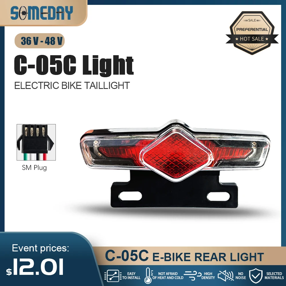 Electric Bicycle C-05C High Performance Taillight 36V/48V Compatible Scooter Parts for Electric Bicycles