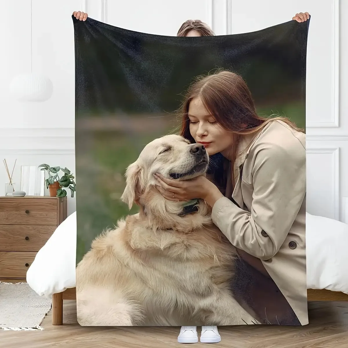 1 Personalized Blanket - Upload Your Own Photo - Four Season Universalhome Travel Blanket, Suitable for Couples and Families