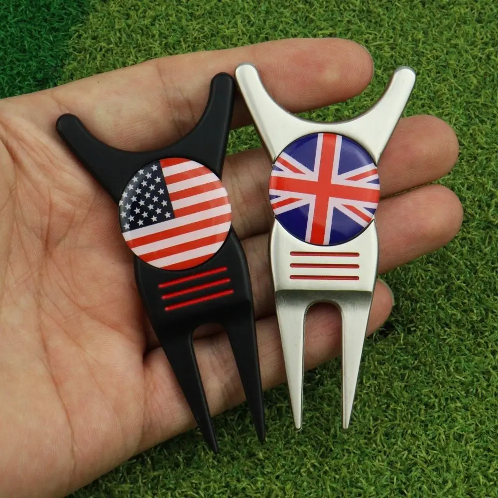 الملعب جولف الأخضر شوكة سبائك الزنك دروبشيب الملعب الأخدود الأنظف المغناطيسي جولف ماركر جولف Switchblade جولف مذراة