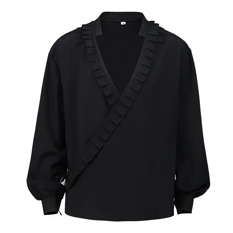 

Euro-American Men's Beveled Shirt Medieval Tops