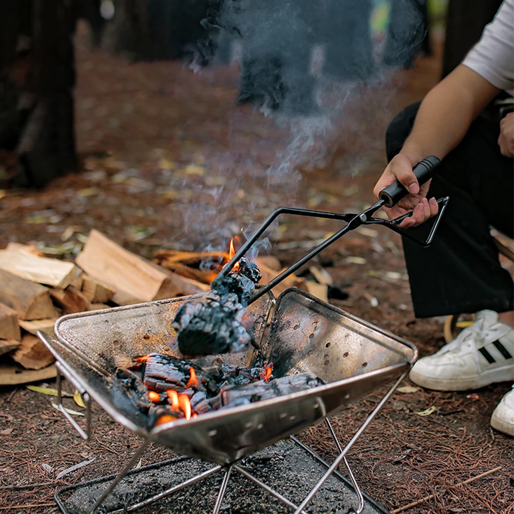 

Barbecue Charcoal Clip Fire Tongs Heavy Duty Metal Kitchen Bar Tools Portable Log Grabber for Pit Outdoor Cooking Accessories