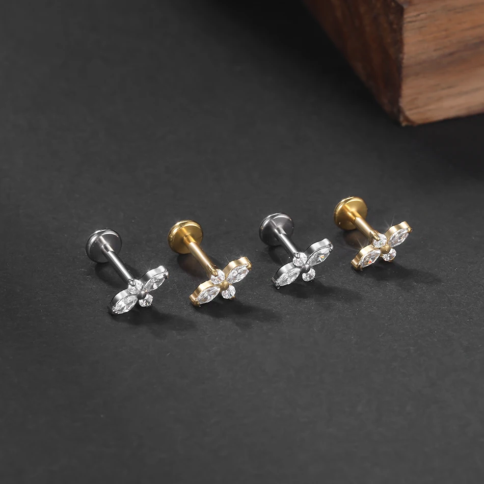 1 Stück G23 Titan Ohr Tragus Ohrstecker Innengewinde CZ Kristall Labret Ring Knorpel Helix Piercing Körperschmuck 16G – Detail 26