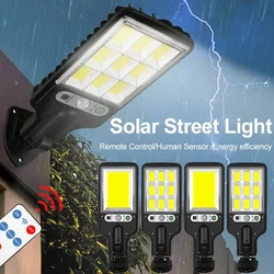Powerful COB Sensor Street Lamp Outdoor Waterproof Security Solar Lamps for Garden Patio Path Remote Control Light Plant