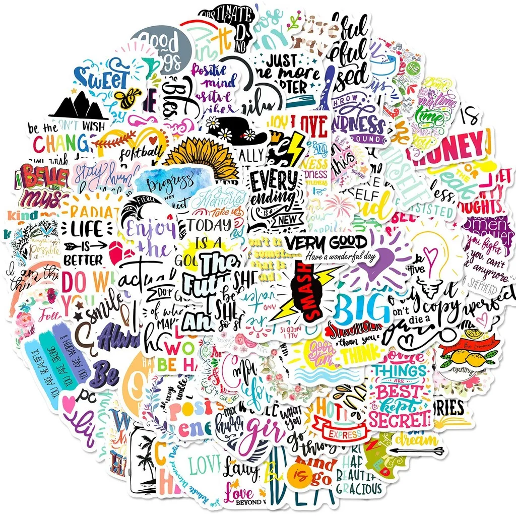 100PCS Inspirational Phrase Graffiti Stickers - 4 Sheets, Decor for Notebook, Phone & Water Cup AnimeWorlds Store