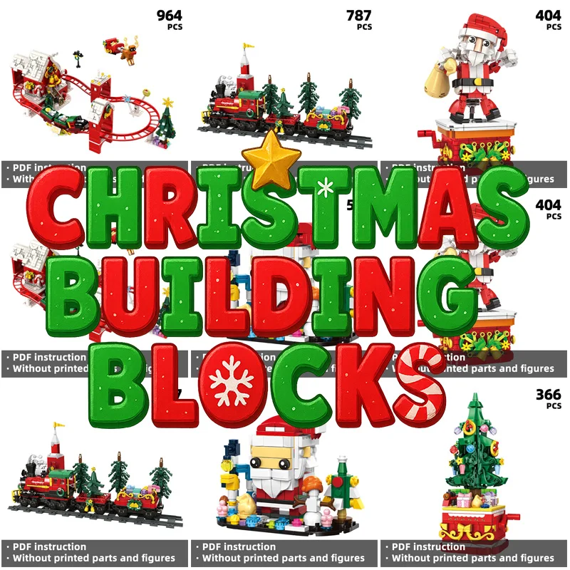 

Разнообразные наборы рождественских строительных блоков 2025 года — от 366 до 964 шт., Санта, Поезд, Дерево и многое другое