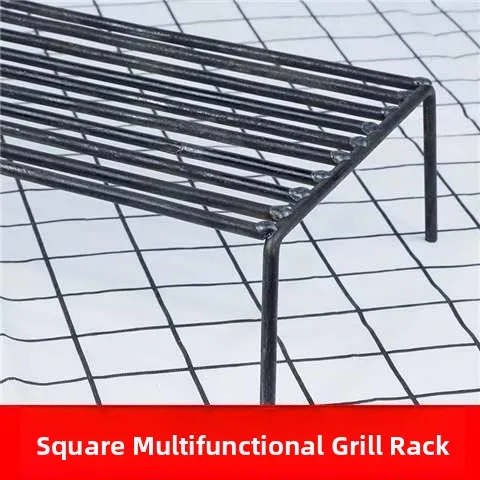 Outdoor Camping High-legged BBQ Grill Iron Frame Pork Cow Hoof Roasting Stool Square BBQ Grill for Home Use And Camping