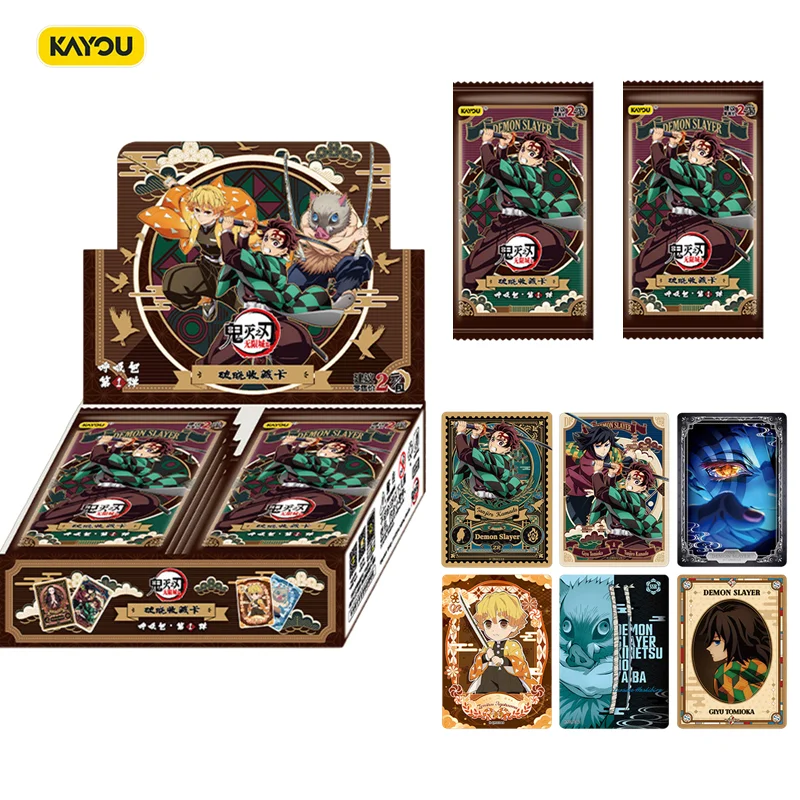 100% Genuine KAYOU Demon Slayer Breathing Pack Vol.1 Collectible Trading Cards Full Box Random Hobby Toy Anime Collection Gifts