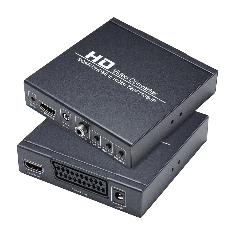 Scart to HDMI Cable RGB Scart to HDMI 1080P Converter Scaler with Digital Audio 2-in-1 HDMI+Scart RGB to HDMI AV Converter