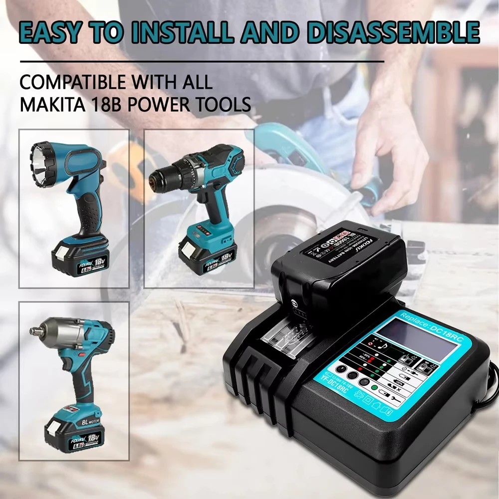 The Latest Version of Lithium Ion Rechargeable Charger DC18RC for Makita 14.4V 18V BL1830 Bl1430 DC18RA Power Tool