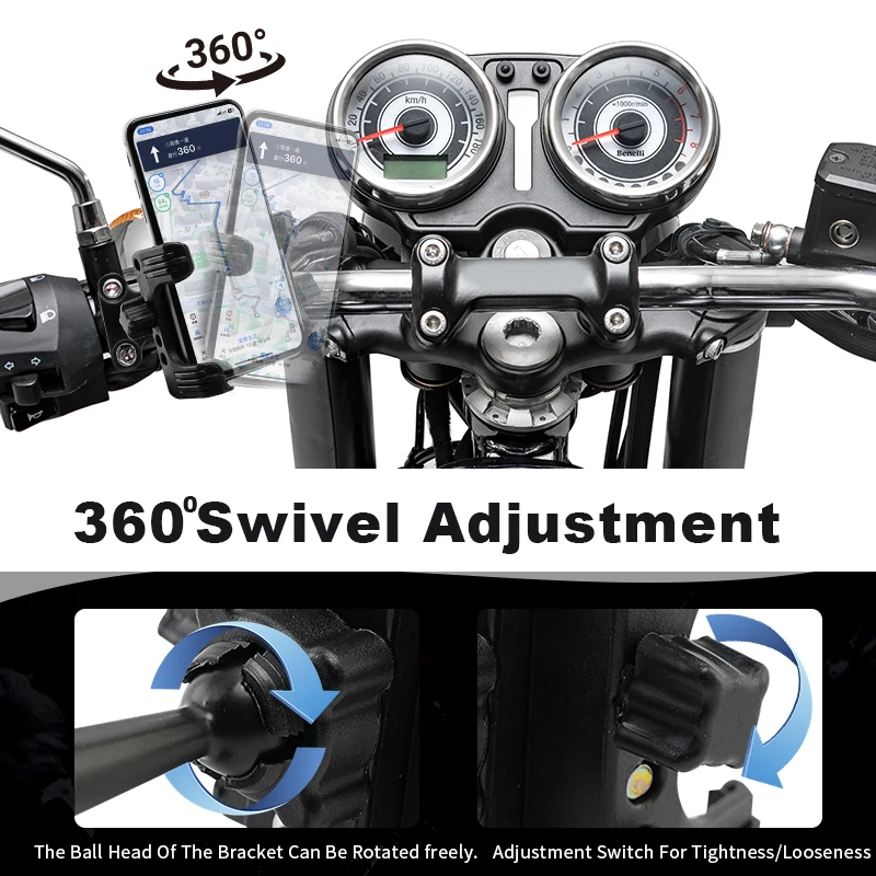 Motorcycle Mobile Phone Holder Adjustable Cell Phone Clip Mount Bracket Stand Black For Harley Touring Sportster XL Dyna Softail