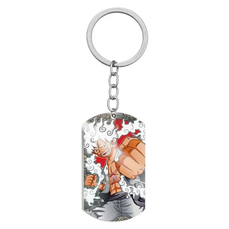 Cartoon Keychain One Piece Luffy Zoro Nami Anime Peripheral Creative Stainless Steel Student Couple Bag Pendant Decoration Gift