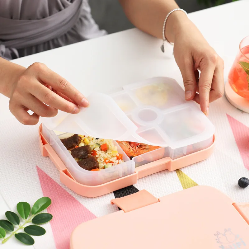 6 Grid Lunch Box, Seal Leakproof Fruit Salad Bento Box, Portable Food Storage for Picnic, School, Office, Adult, Kids