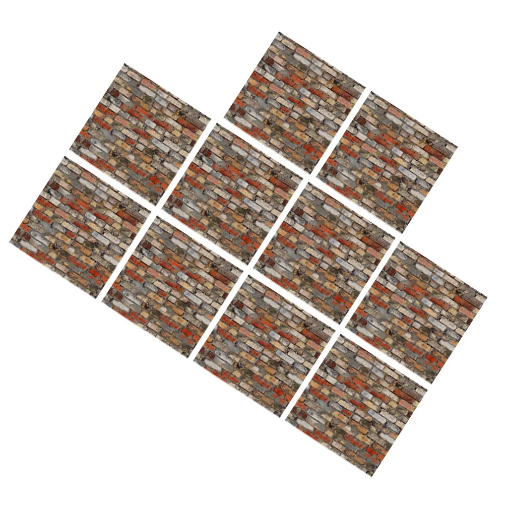 

12 Pcs Imitation Wood Grain Floor House Bathroom Accessories Wallpaper for Ceramic Tile