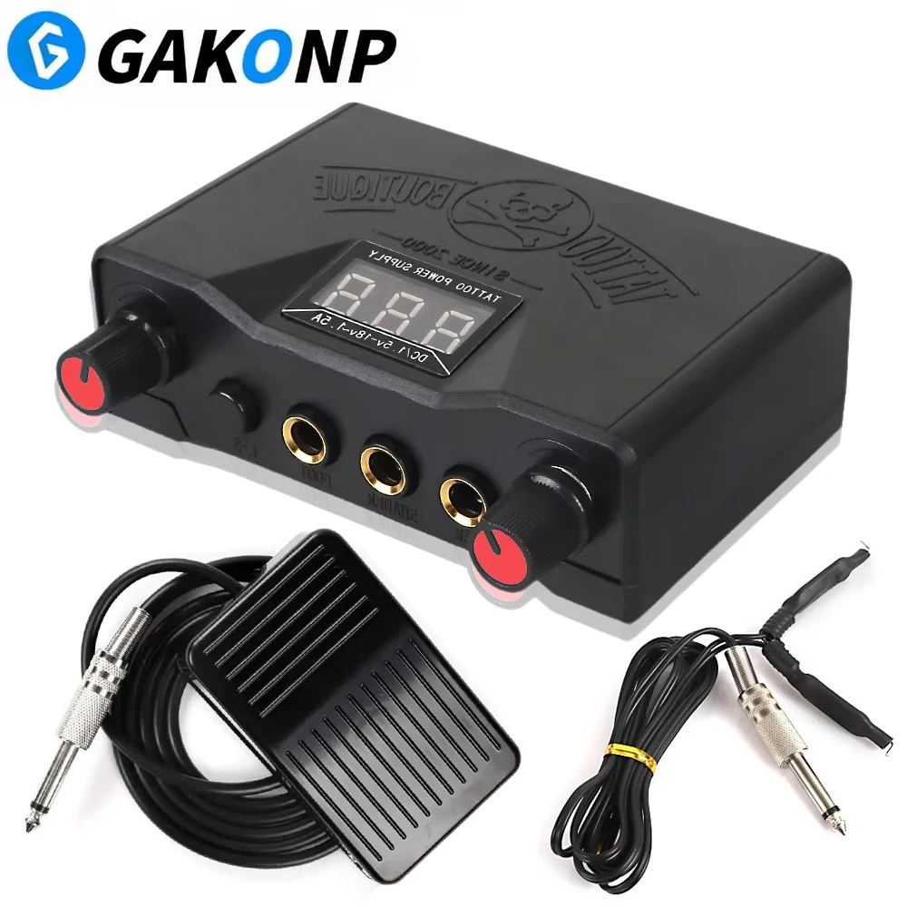 Tattoo Power Supply Kit Set with Tattoo Source Foot Pedal Switch and Clip Cord for Machine Pen Body Art Tattoo Accessories