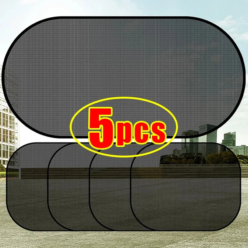 

1/5PCS Car Window Sunshade Cover Sun UV Protection Auto Front Rear Black Window Curtain Side Glass Mesh Sunshades Accessories