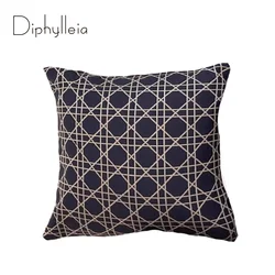 Diphylleia CD Style Indigo Blue Color Rattan Geometry Jacquard Throw Pillow Cover Luxury Decorative Cushion Case Unique Bargains