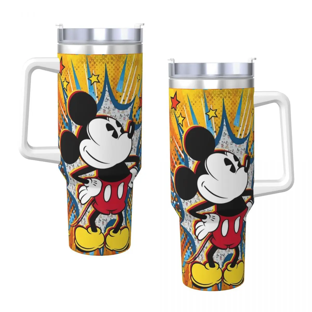 Mickey Mouse Tumbler Cold and Hot Water Bottle Leakproof Stainless Steel Coffee Mug Custom Travel Car Mugs