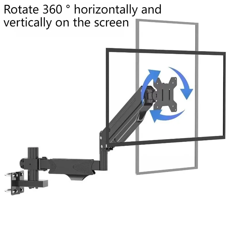 Rotatable Monitor Arm Clip-on Adjustable Monitors Arms Support Computer Screen Storage Arm Bracket Household Monitor Organizer
