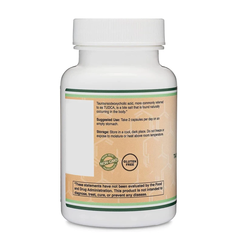 Suplemento de suporte para fígado de sal biliar Tudca, 500 mg, suplemento de limpeza de fígado e vesícula biliar 60 cápsulas, 250 mg com sabor amargo