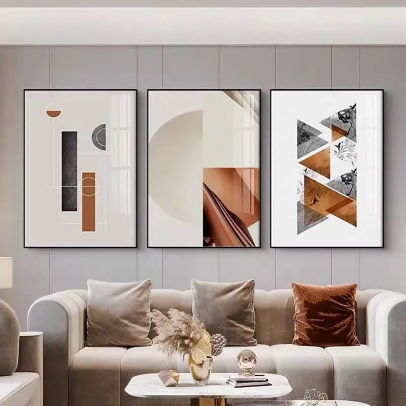 Modern Simple Light Luxury Warm Color Abstract Geometric Color Block Splicing Morandi Color Porch Decoration Poster Painting