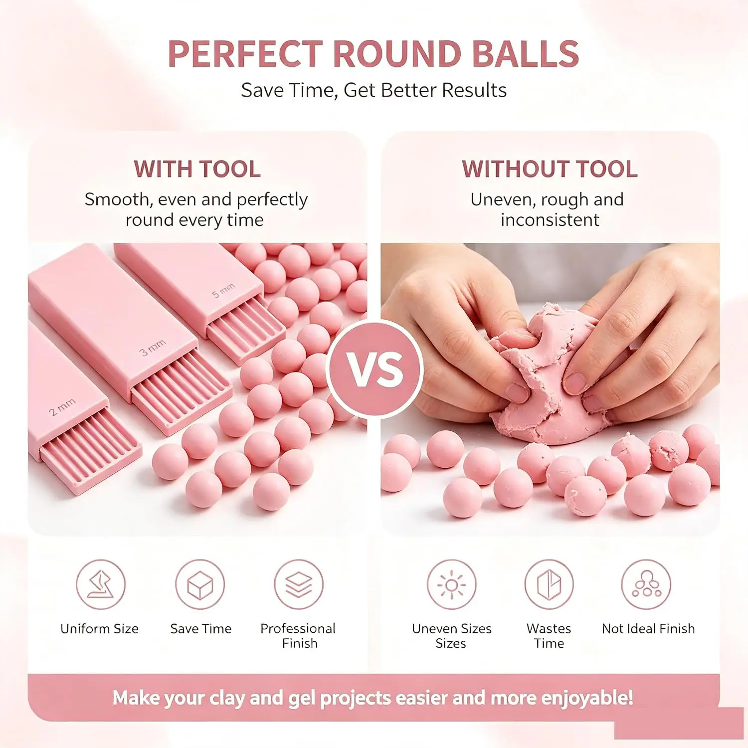 4pc Polymer Clay Bead Roller & Clay Ball Maker Mini Bead Roller Tool ,3D Nail Art Flowers, Sphere Shaper 2mm 3mm 4mm 5mm