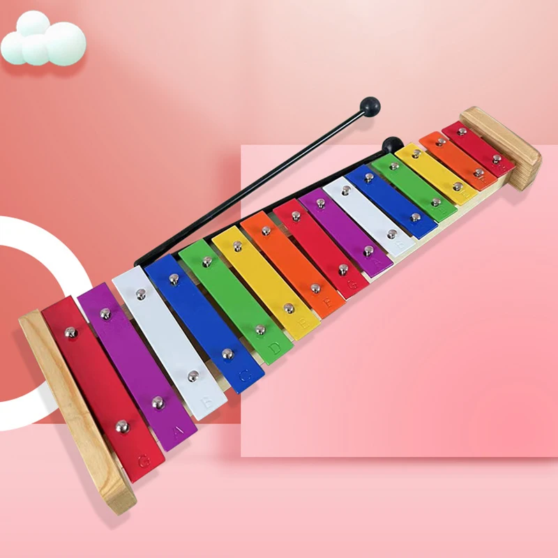 15 Keys Xylophone for Children Orff Musical Keyboard Metal Music Instrument Wooden Xylophone For Kids Baby Piano Toy view 4