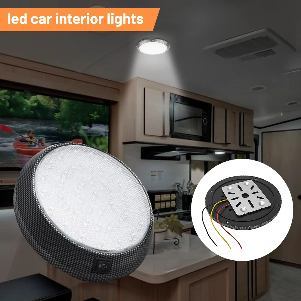 

12V Interior Roof Light 46 LED White Light Car Interior Lights For Camper Van Caravan Motorhome Boat Light with ON OFF Switch
