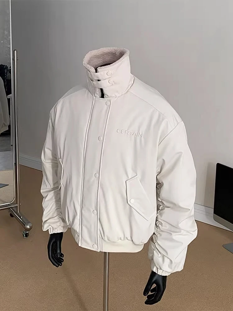 

Cleanfit Thiened Cotton Jaet Men's Winter Lamb Fur Collar Flight Jaet ort Sle Zipper Closure Color Warmth