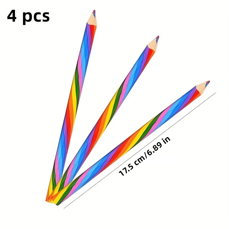 4 Pcs Cute 4 Color Concentric Rainbow Pencil For Student Children's Painting Graffiti Drawing Gift Art School Supplies