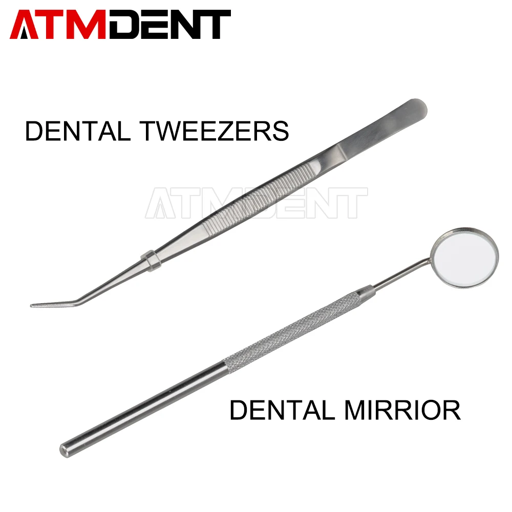 3Pcs Dental Mouth Mirror pinzette in acciaio inossidabile sonda a gomito detergente per denti strumento dentale Kit dentista