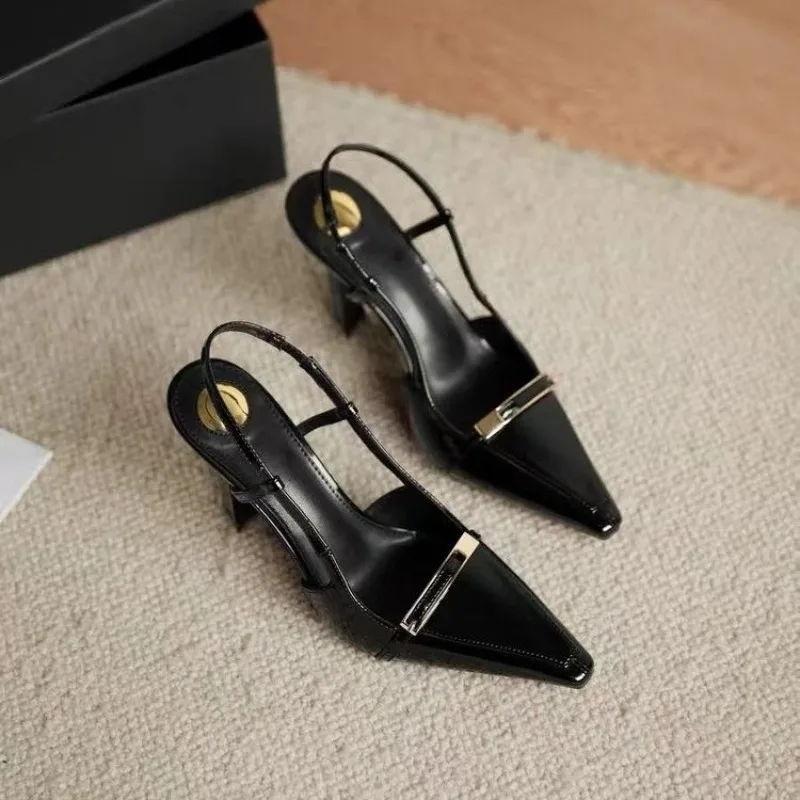 

Temperament 2025 Baotou Back Empty Sandals Sexy Versatile Comfortable Commuting Pointed Toe High Heels Women