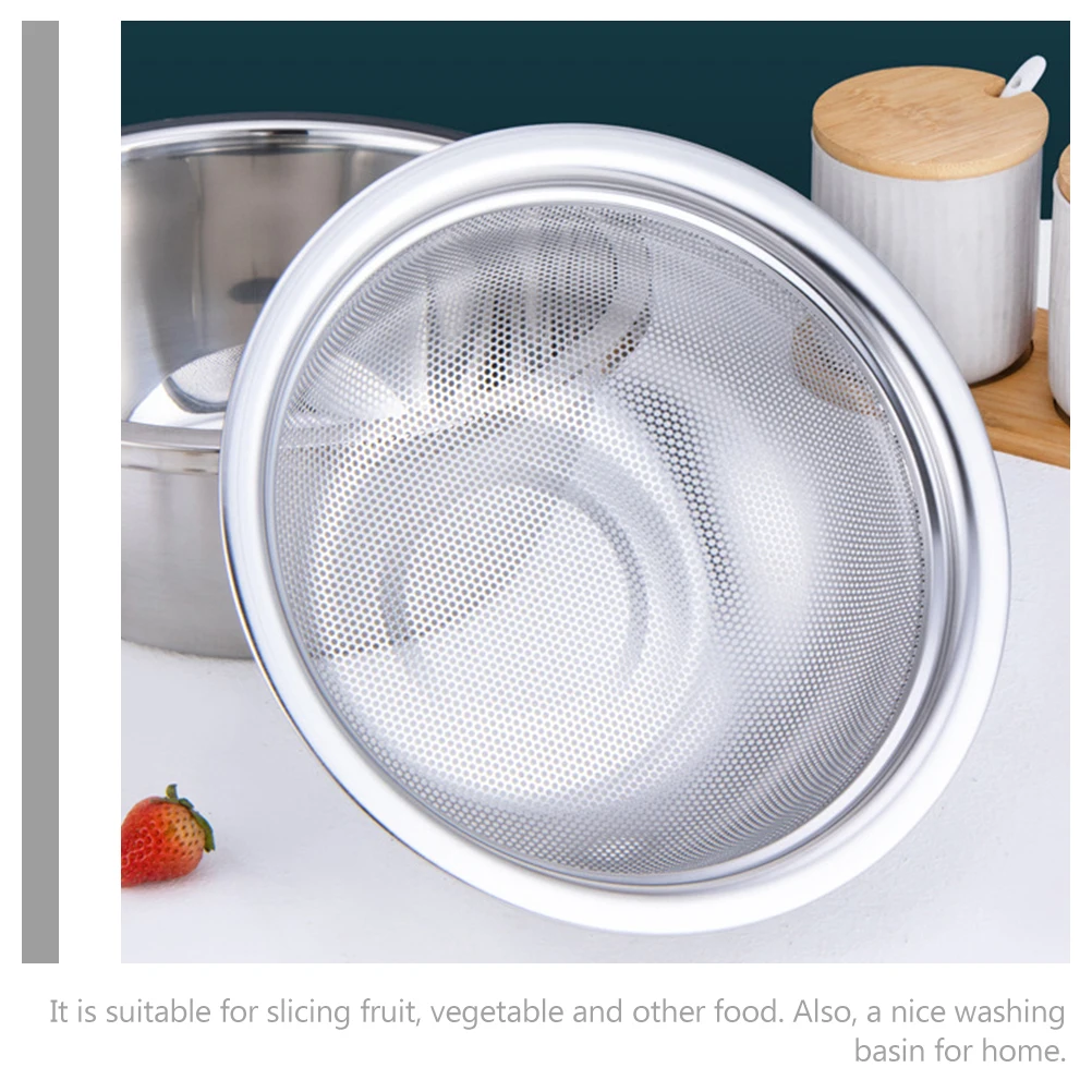 

1Set 3-in-1 Grater Basin Set Heavy Duty Stainless Steel Wash Cutter Container for Kitchen Organization Vegetable Slicing