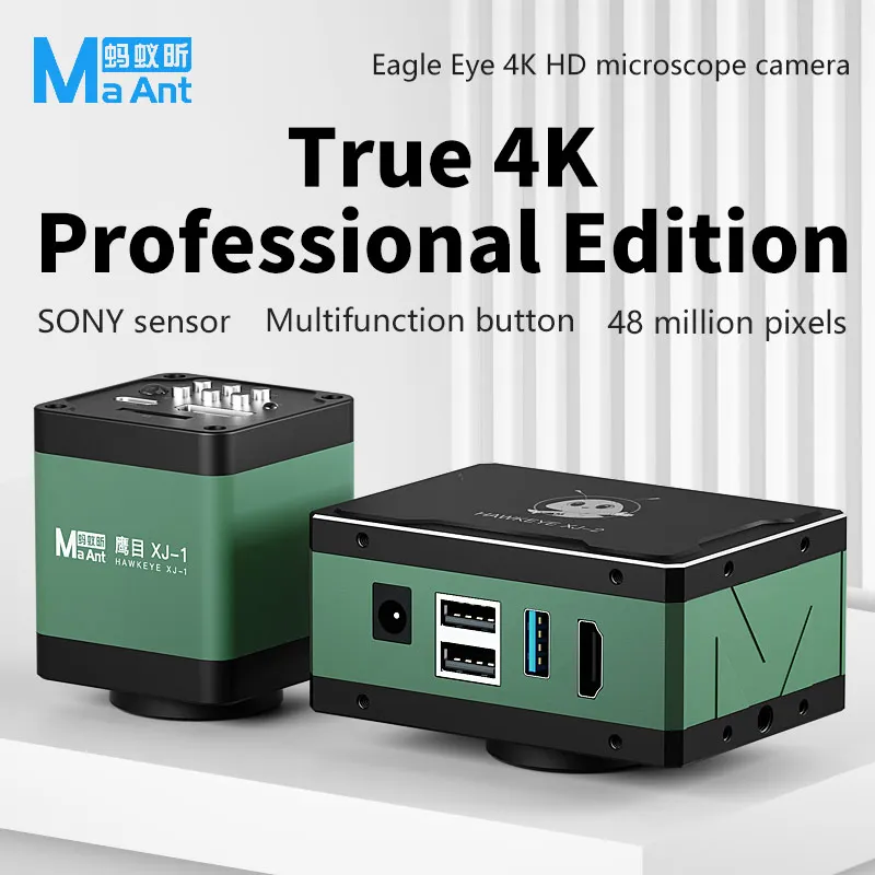 Kamera mikroskopowa cyfrowa maant XJ-2 4K UHD 30fps z wbudowanym sensorem IMX678 1/1.8, wyjście HDMI i USB, do napraw BGA, lutowania CPU.