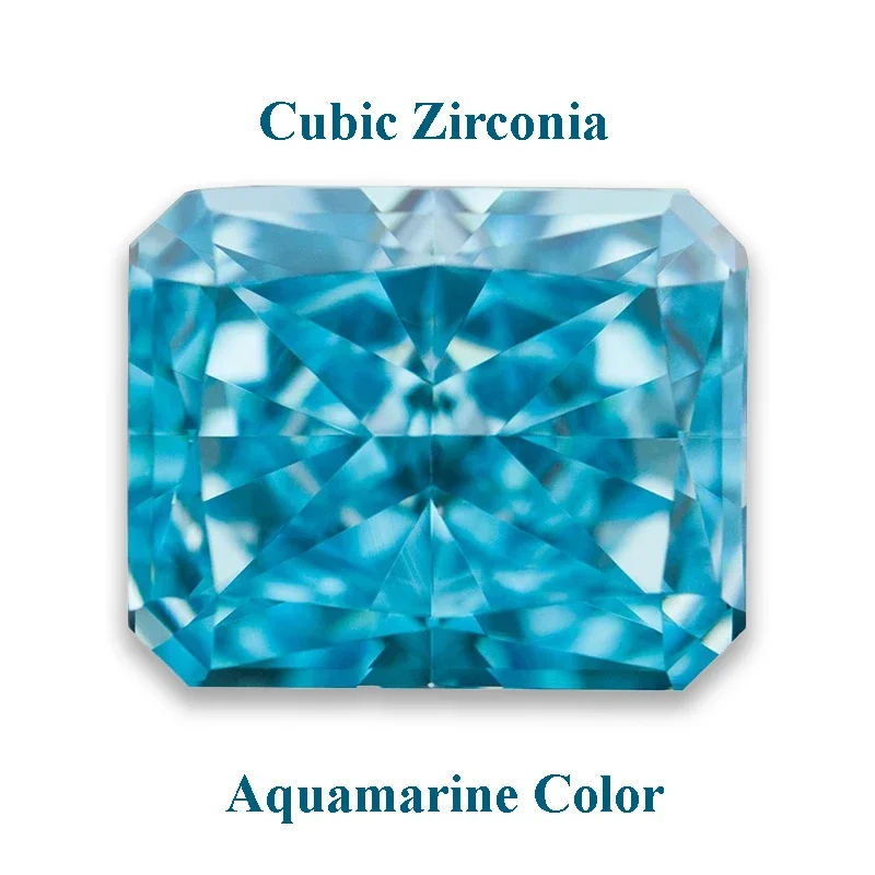 

Cubic Zirconia Crushed Ice Cut Aquamarine Color Rectangle Shape Charms Beads for Diy Jewelry Making Materials No Certificate