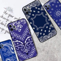 Blue Bandana Phone Case For iPhone 13 14 15 16 Pro Max Plus 11 12 Pro Max 7 8 X XS XR 12 13 Mini Cover