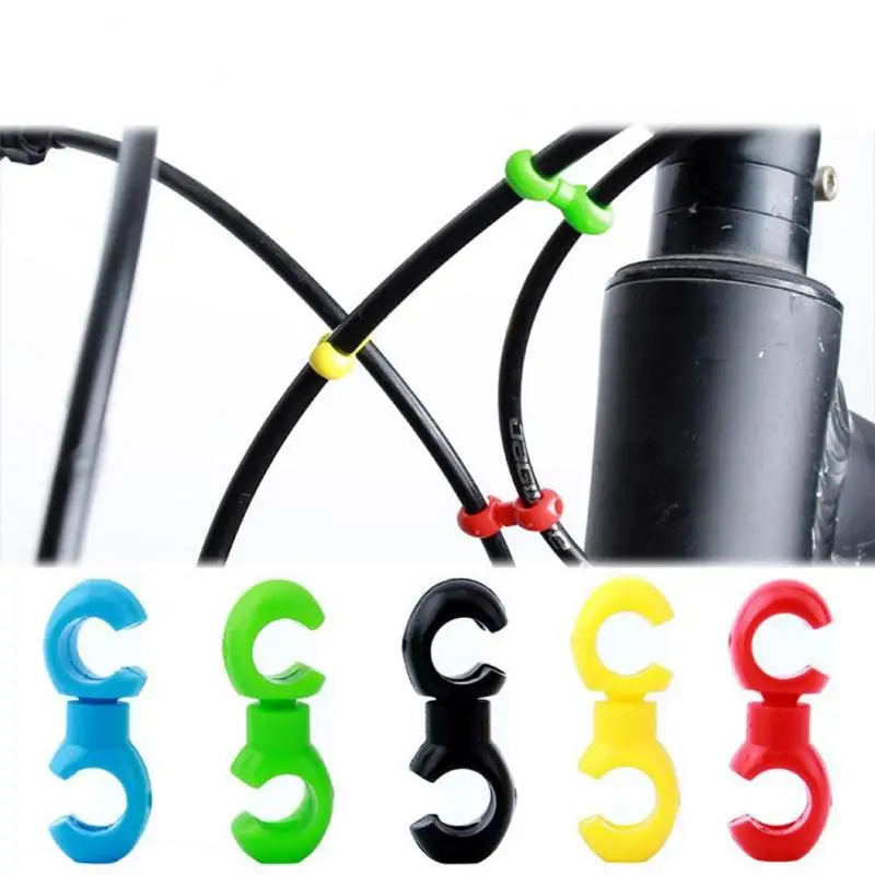 10pcs Bicycle Brake Shift Line Hose Guide S-Shaped Clips For Bike Cross Cable Tidy Ties Buckle Holder C Hooks Multi Colors