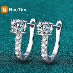 NeeTim 0.5 Carat Moissanite Earrings For Women 925 Sterling Silver Ear Stud Hoops Sparkling Diamond Earring Wedding Fine Jewelry
