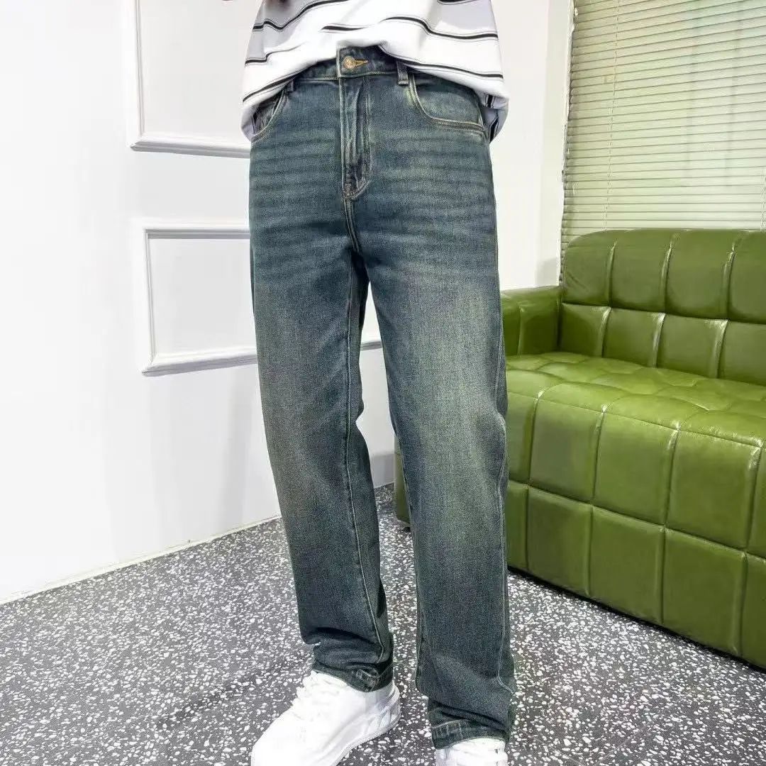 

Мужские прямые джинсы BC в итальянском стиле, с вышивкой, в стиле old money, для делового повседневного образа