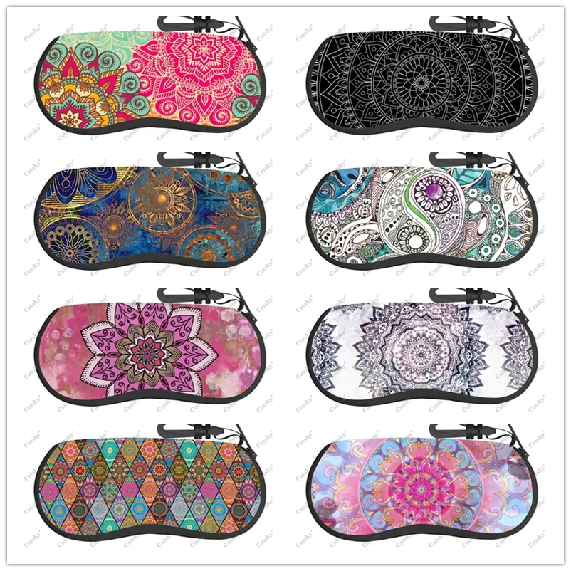 

High Quality Mandala Floral Print Glasses Case Printed Travel Zipper Sunglasses Bag Pattern Classic Storage Glasses Bag