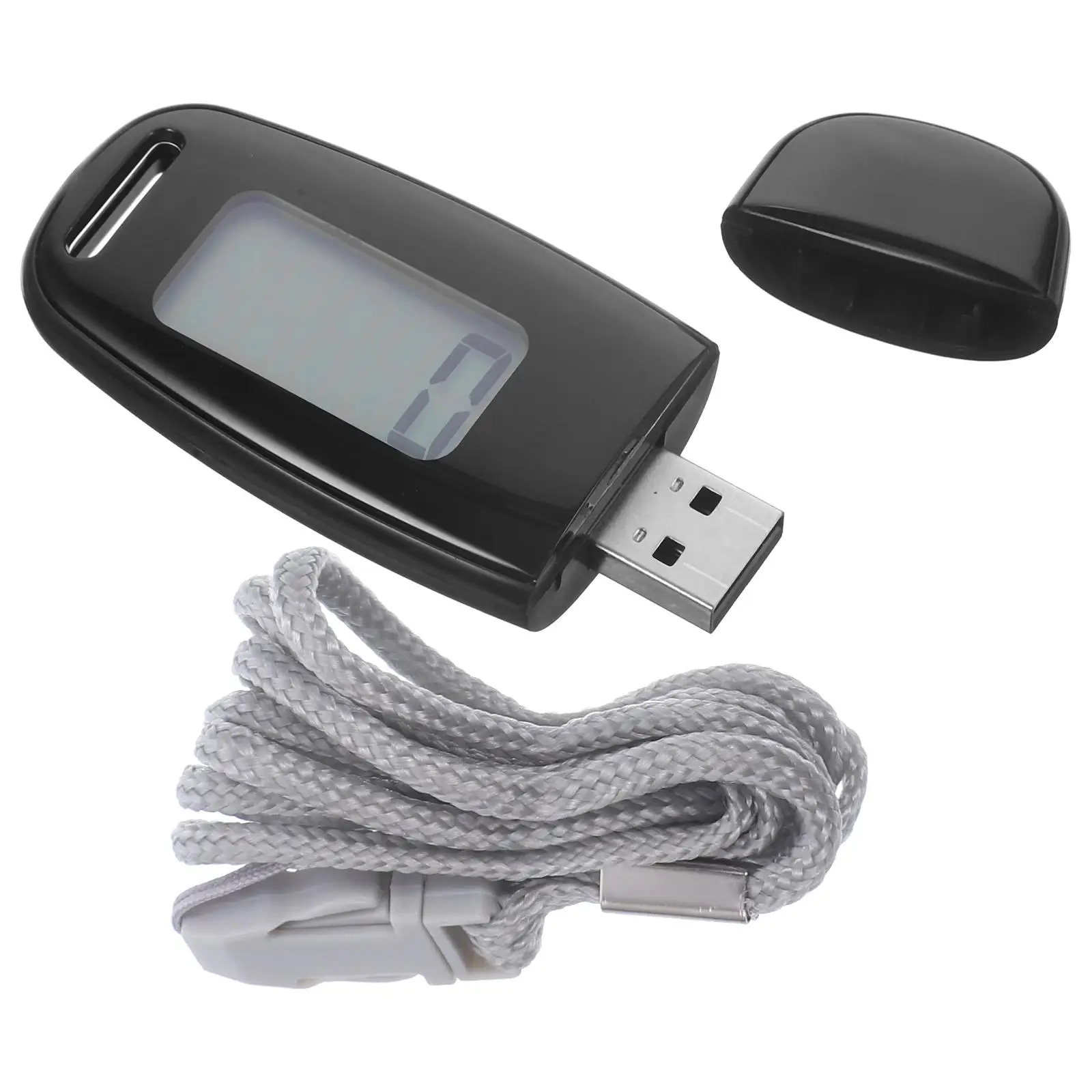 3D Pedometer USB Rechargeable Black Walking Counter Fitness Outdoor Large Display Portable Lightweight Professional