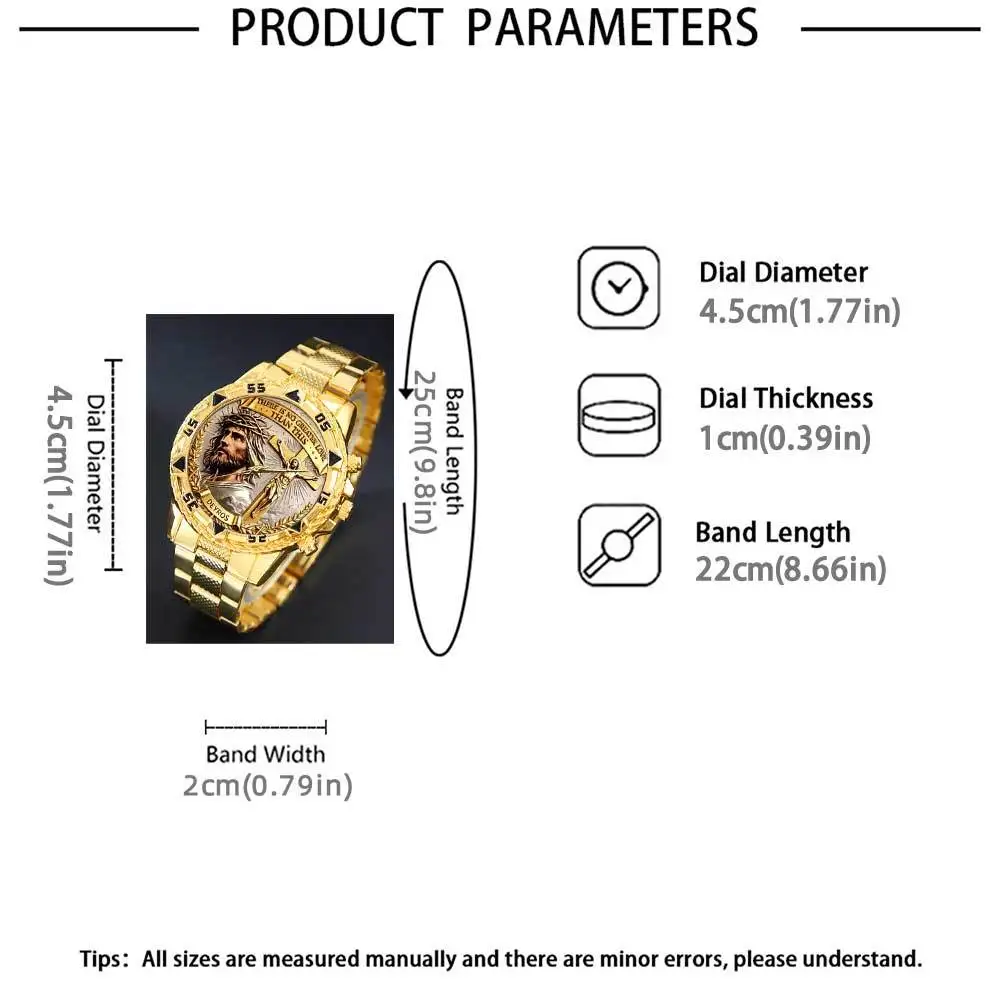Men's 4 In 1 Watch Jewelry Set Stainless Steel Strap Quartz Watch + Necklace+Bracelet+Ring Business Casual Gift - view 6