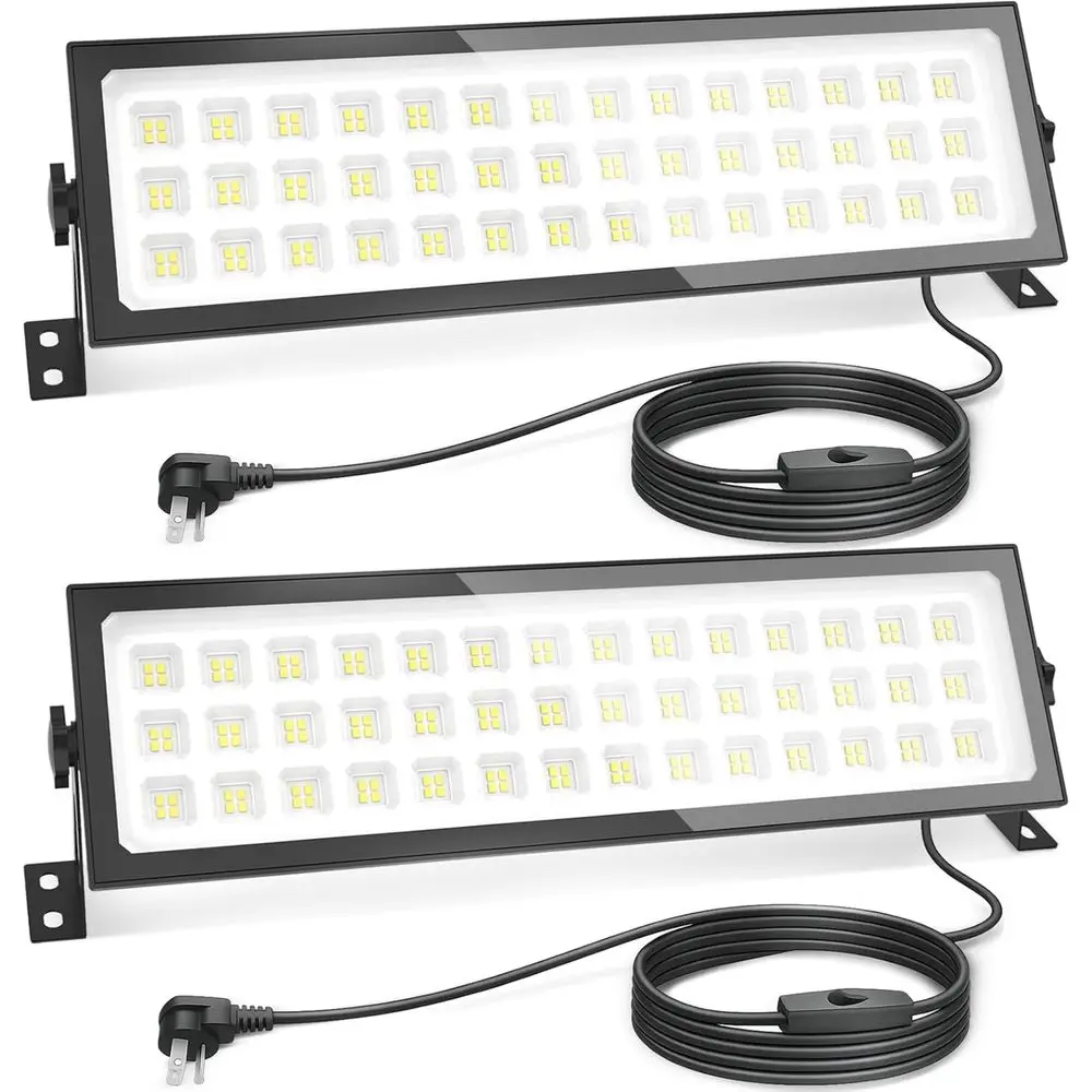 

2 шт. съемных светодиодных магазинов, сверхяркие, 100 Вт, 15000 лм, алюминиевая вилка, гаражный светильник со шнуром питания 9,84 фута, рабочий фонарь 6000K