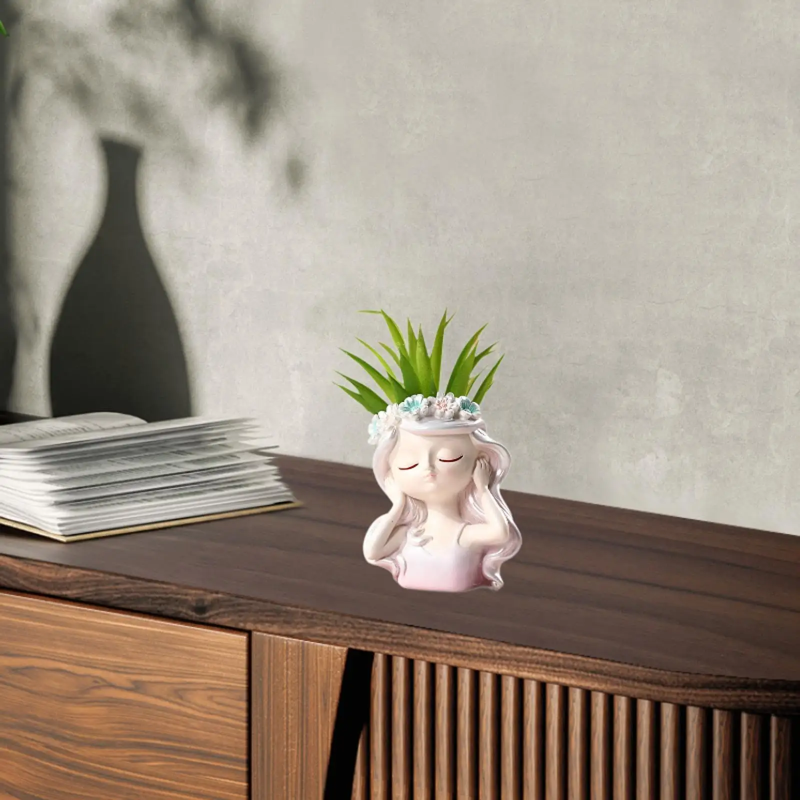 Fairy Head Plant Pot Girl Face Flower Planter Decor Decorative Vase for Balcony Room Table Centerpiece Outdoor