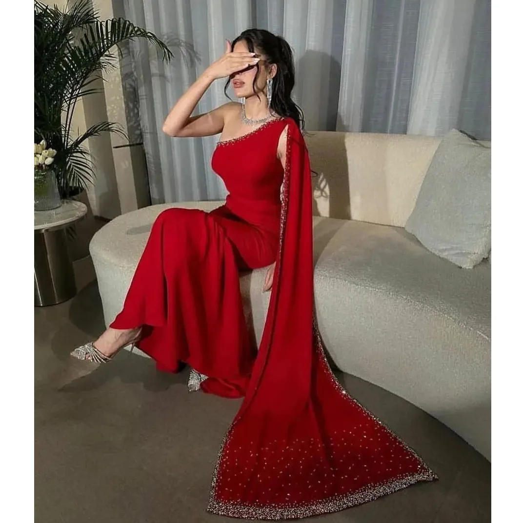 Sexy Red Sequin Prom Dresses With Feathers 2022 High Split Mermaid Evening Gowns Formal Party Robe De Mariee