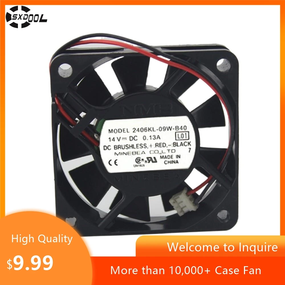 

6CM 60mm Dual Ball Bearing Server Fan 2406KL-09W-B40 14V 4600RPM 15.9CFM High-Performance Cooling Fan