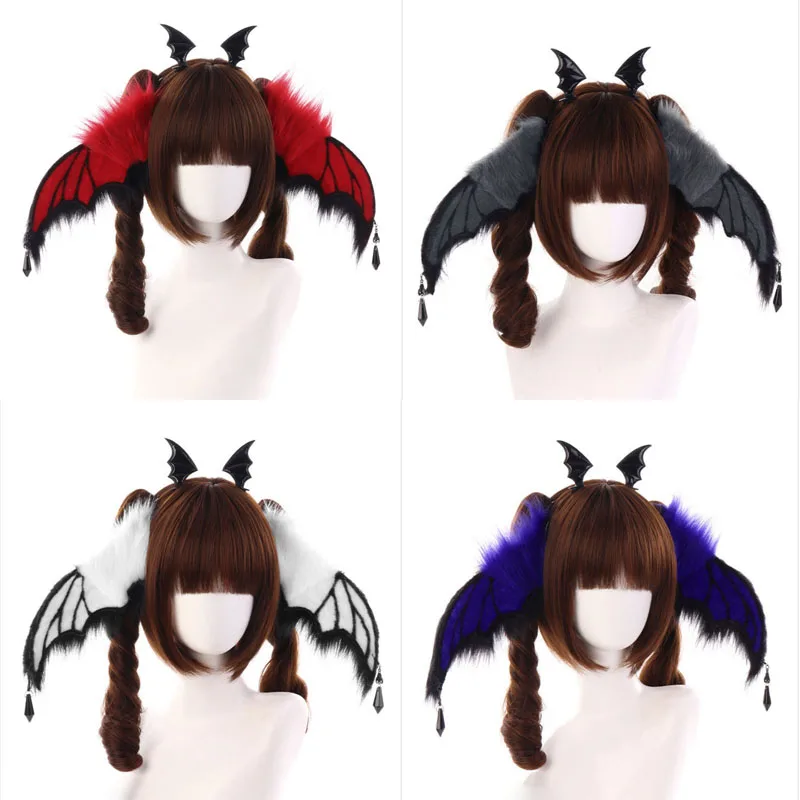 Gothic Bendable Devil Horn Bat Ear Headband Dark Style Cosplay Headdress Halloween Costume Props for Anime Stage Performance