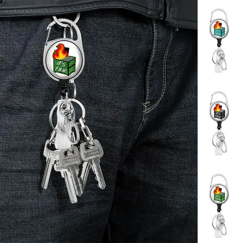 

Dumpster Fire Badge Clip Multifunctional Carabiner Clip ID Holder Name Badge Clip Retractable ID Badge Holder With Carabiner