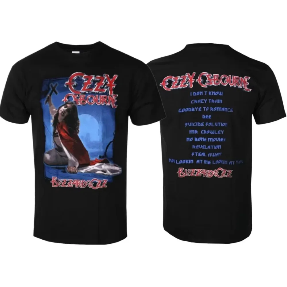 Nueva camiseta de algodón con estampado de la lista de canciones de Ozzy Osbourne, diseño casual y moderno, estilo urbano, clásica, para fans de la banda, unisex.