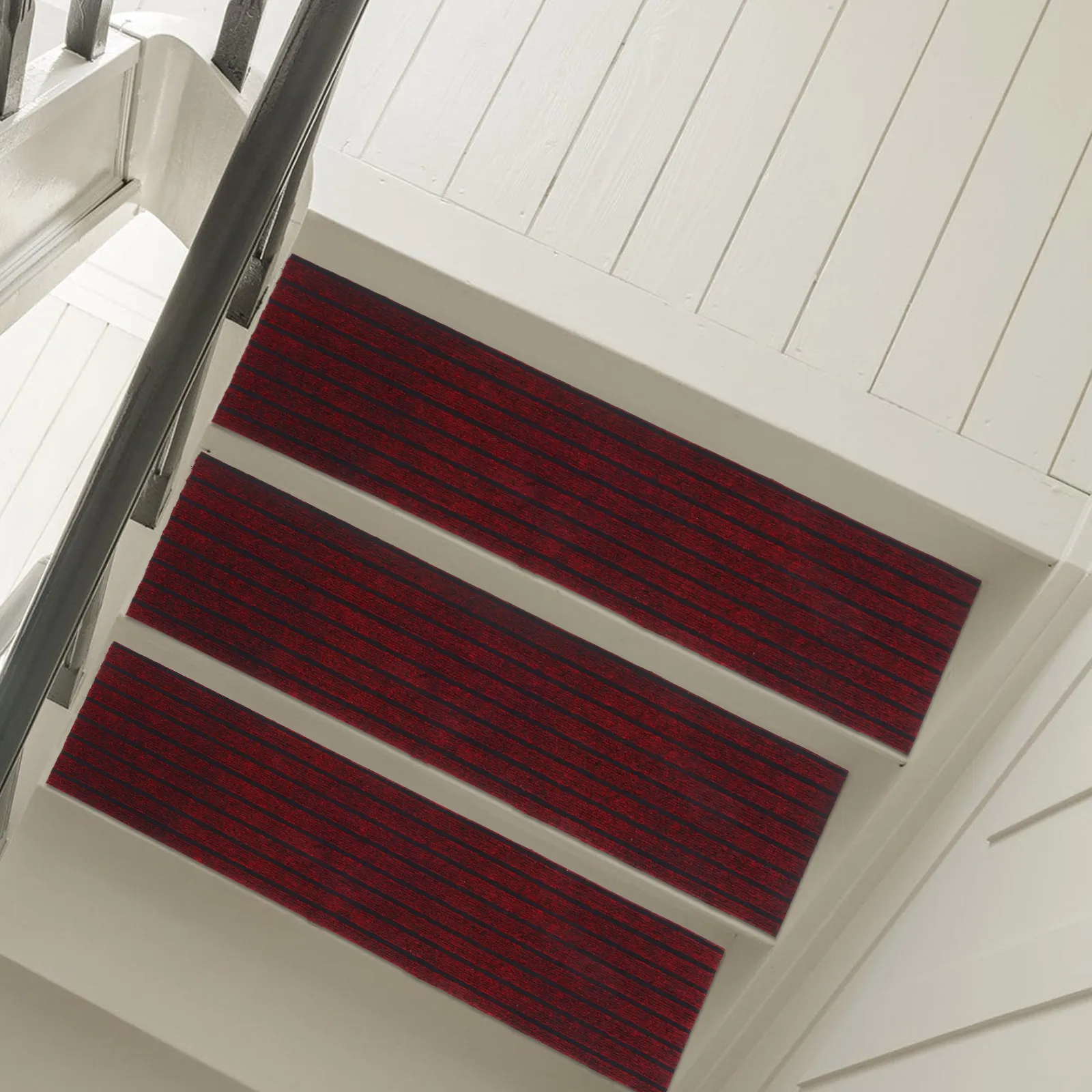 

2 Pcs Non-slip Mat Carpet Stair Mats Removable Treads Red Peel and Stick Household Step Pad